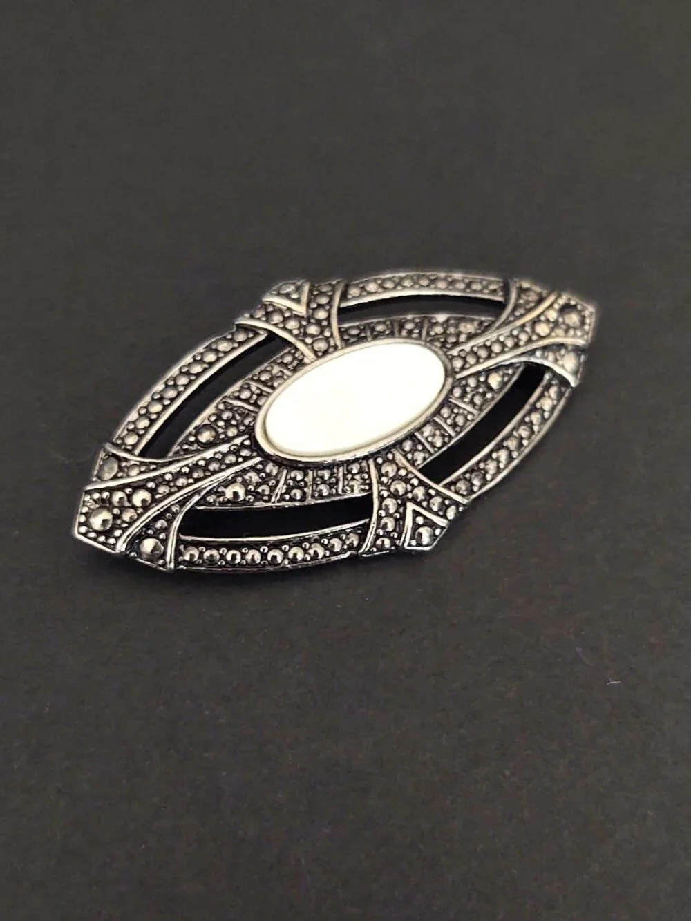Textured silver and MOP brooch